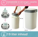 Parpalinam Luierafvalemmer, 19 liter, geurdicht, met zaksysteem, luierafvalemmer, touch-deksel, kinderbeveiliging, eenvoudige cassettewissel, wikkelemmer, antibacterieel, inclusief 1 navulcassette