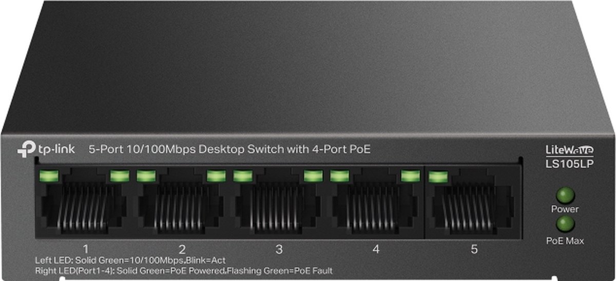 TP-Link LiteWave LS105P - Netwerkswitch - Unmanaged - PoE - 5-Poorten