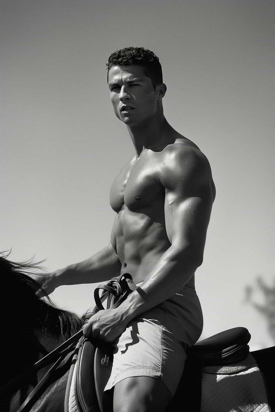 Cristiano Ronaldo Poster | Paardrijden Poster | Voetbal Poster | Sport Poster | Portret Poster | Icon Poster | 50x70cm | Wanddecoratie | Muurposter | S3243LVD | Geschikt om in te lijsten