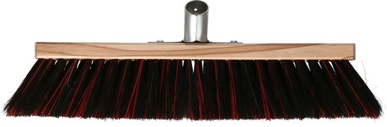 Buemag Bezemkop - Arenga/Elaston mix - zwart/rood - hard - hout - 40 cm - 26mm - straatbezem/buitenbezem - bezem van Buemag — afbeelding 3