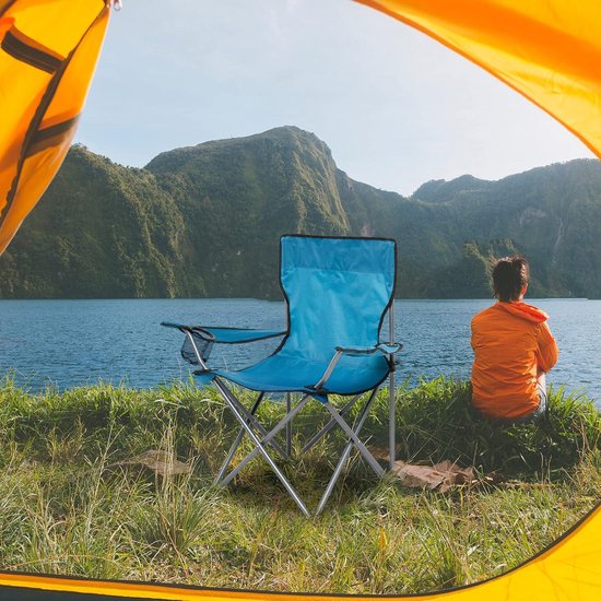 Chaise De Camping Pliante HUOLE Rouge Avec Accoudoirs, Porte-Boisson Et Sac De Transport - 50x50x80 Cm