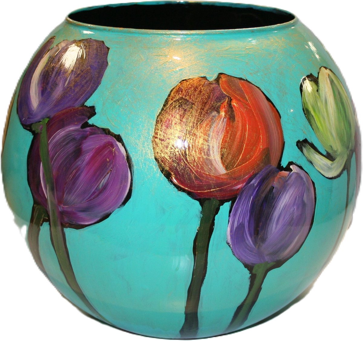 By Mariel Vaas - glas - multicolour - D30 x H24 cm - Opening 17,5 cm Turquoise
