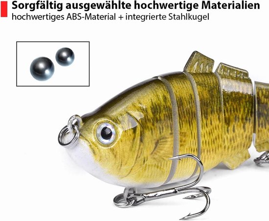 Magreel Wobbler set van 3 stuks kunstaas visaas Swimbait voor snoek, vissen, baars, forellook, naturel