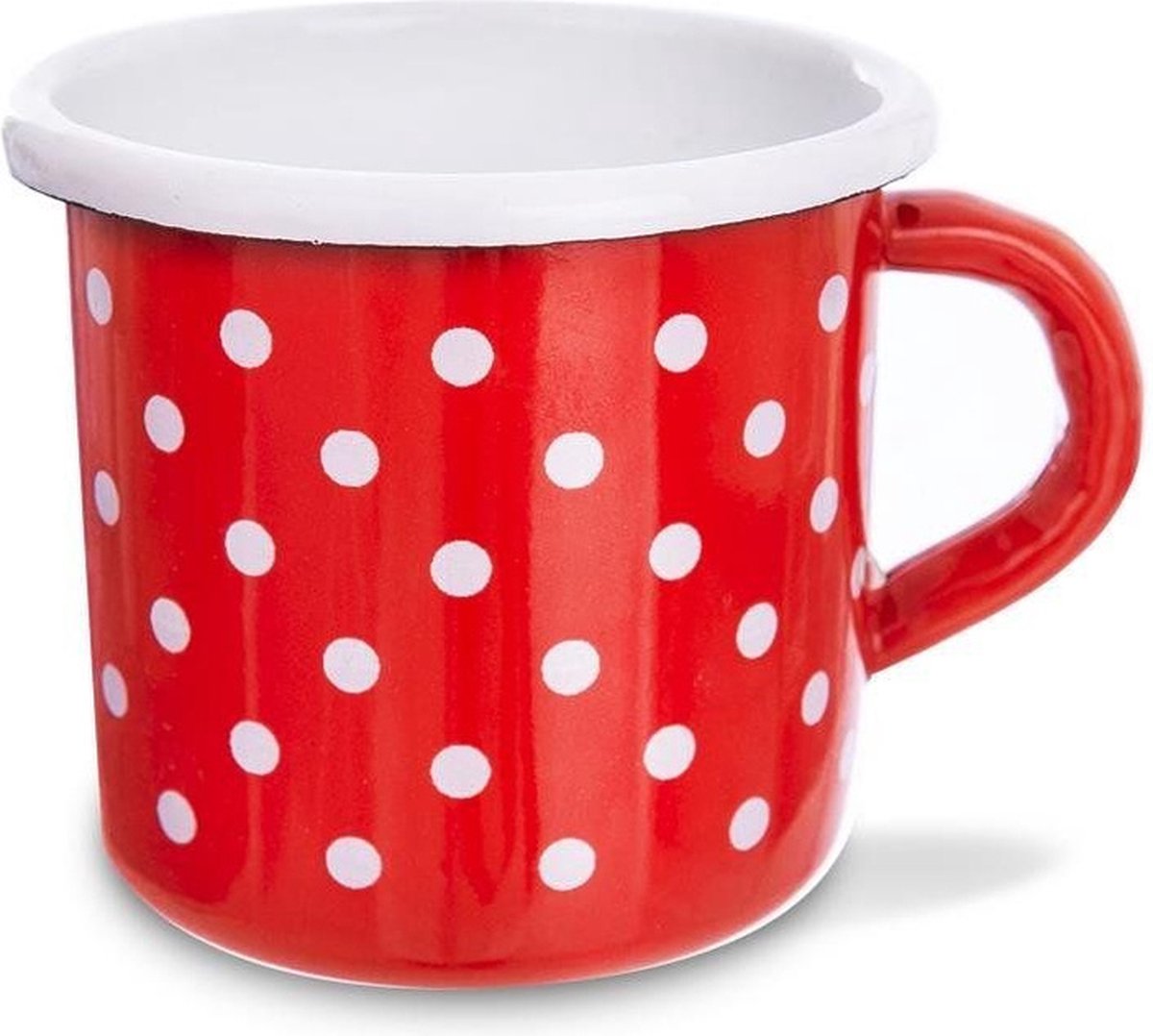 Mok Geëmailleerde Rood met Stippen TECKA 400 ml - Koffiemok - Theebeker - Koffie - Beker