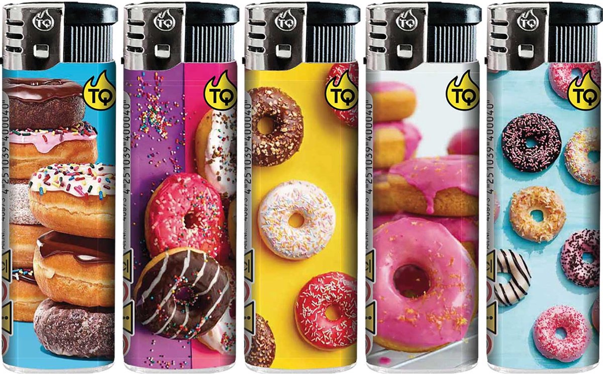 Goedkoopste Elektronische aansteker hervulbaar - Design Donuts - Display 50 stuks - wegwerpaansteker - electronic lighter - klik aanstekers