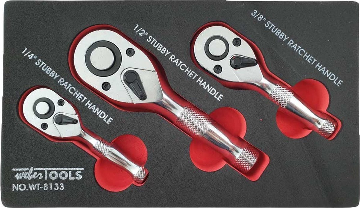 Weber Tools Stubby ratelset 1 4'' 3 8'' & 1 2'' 72-tands