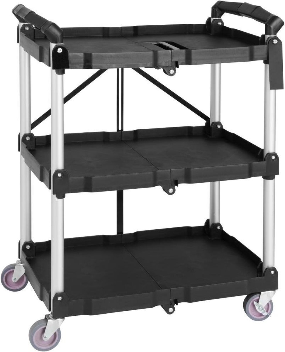 Vogue 3-Laags Opvouwbare Trolley Zwart Klein - CK113