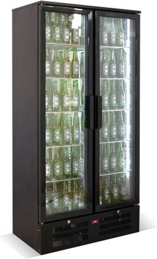 CombiSteel Drankenkoeling - 458L - Zwart - Geventileerd - Draaideuren - 900x515x1820mm - Horeca Koelkast