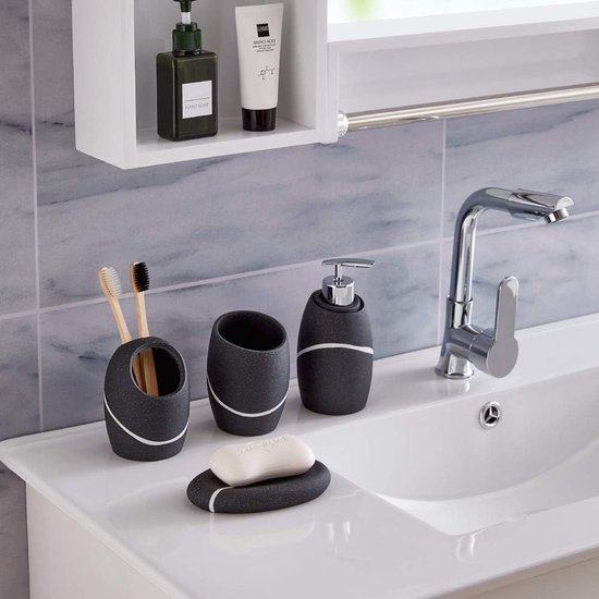 Badkamer setje zeeppompje met beker van luxe acacia hout | Fun en Feest