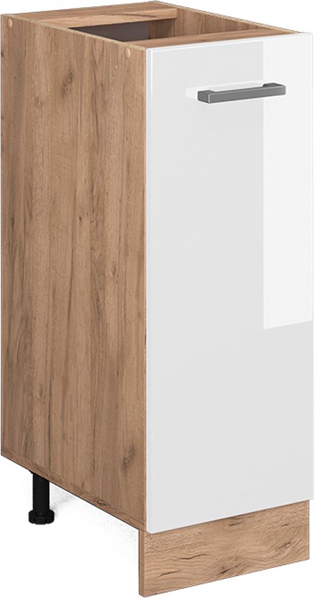 Vicco Armoire à pharmacie R- Line, Wit brillant/Chêne doré puissant, 30 cm, Chêne WB