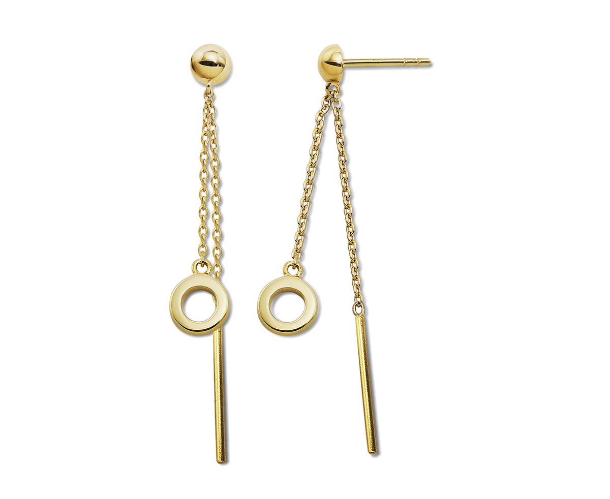Jwls4u Earparty Oorhangers Circle Line Gold-Plated JE040G