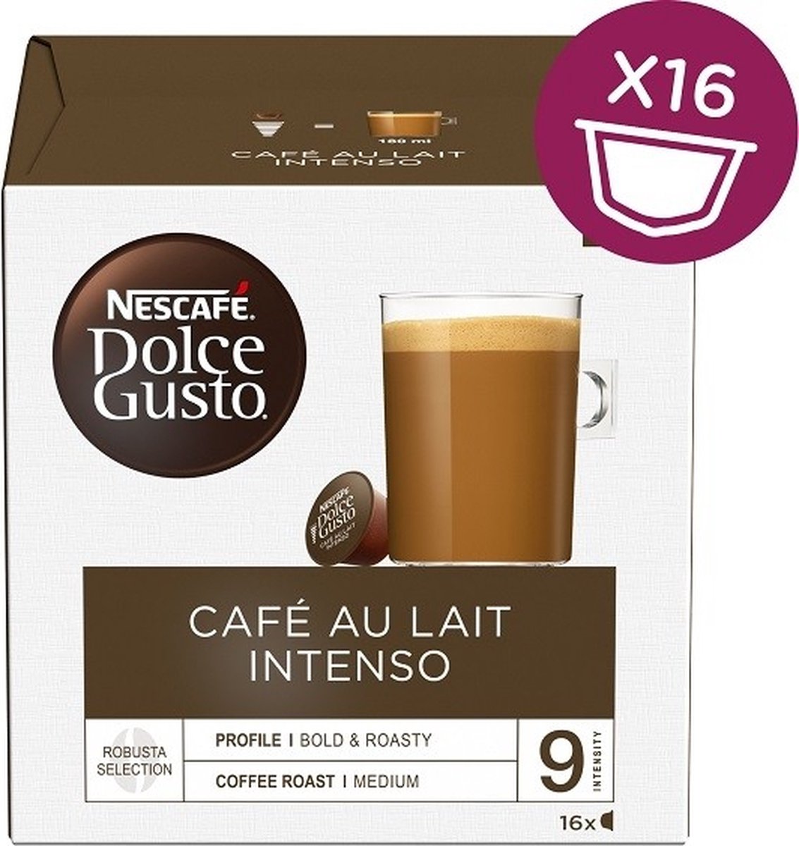 Koffiecapsules NESCAFÉ® Dolce Gusto® Café au Lait Intenso, 16 st.