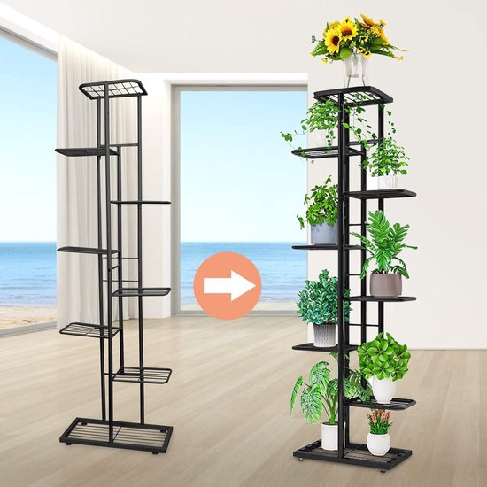 Deuba Plantenrek Metaal 2 Planken Etagere Balkon Tuin Terras Bloemenrek Plantenstandaard Bloementrap