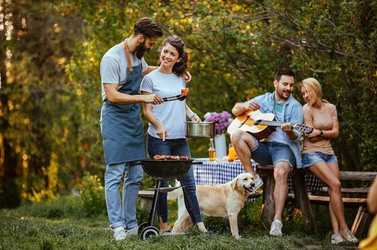 Houtskoolgrill 44 cm, 4 personen grill houtskool, verrijdbare kogelgrill met deksel voor onderweg/tuin/balkon van Merkloos — afbeelding 2