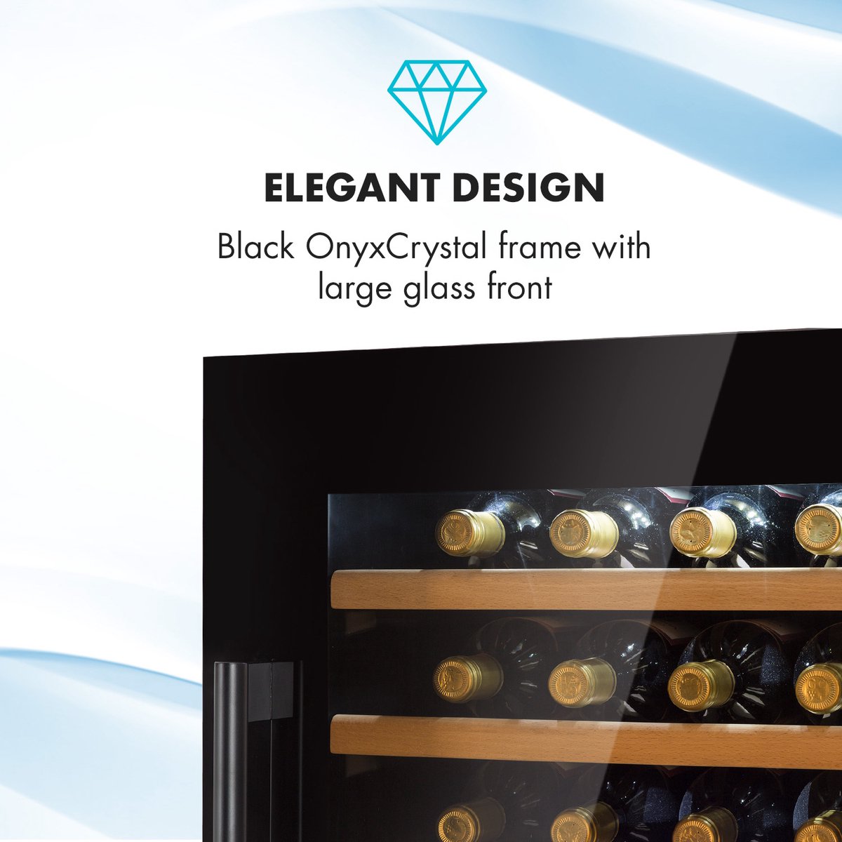 Klarstein Wijnkoelkast - 2 Zones - 132 Liter - Drankenkoelkast - Glazen Deur - 5-22°C - 41 Flessen - Zwart - Wijnkelder - 41 Flessen 56 cm - voor Bar - Inbouw - glas Hout LED - Wijnklimaatkast - Wijnkast - Wine Cooler - Wine Fridge – foto 5