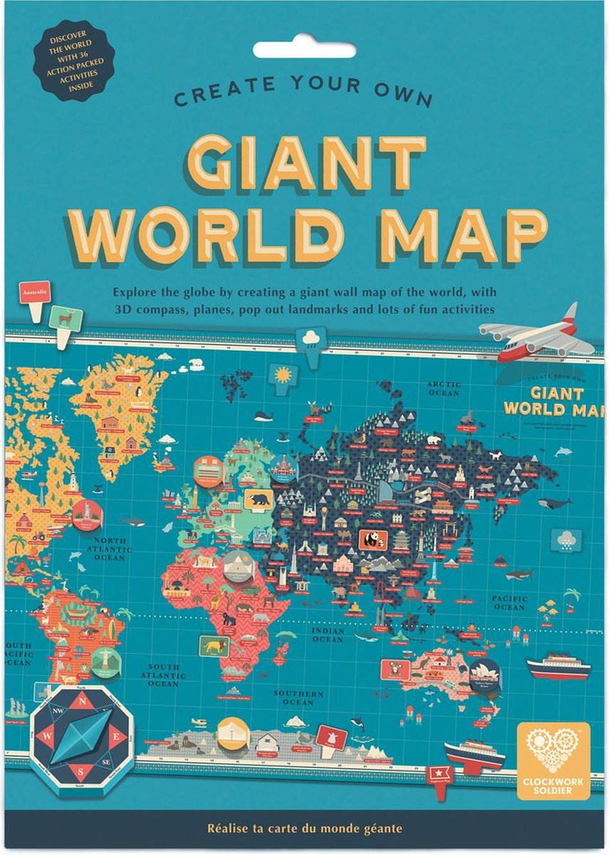 Ontwerp je eigen reuze wereldkaart (Create Your Own Giant World Map by  Clockwork Soldier) | bol.com
