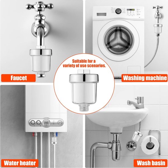Douchewaterfilter, douchefilter met twee verwisselbare filterelementen, filter voor kranen of douche, effectief bij het filteren van waterverontreinigingen, vermindert droge jeukende huid Douchewaterfilter, douchefilter met twee verwisselbare filterelementen, filter voor kranen of douche, effectief bij het filteren van waterverontreinigingen, vermindert droge jeukende huid