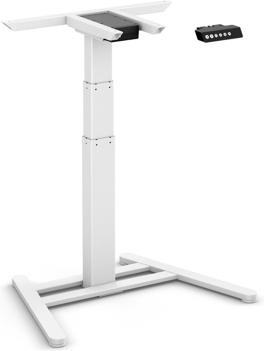 Worktrainer - OneLeg Zit Sta Bureau - Hoogte 59 - 125 cm - Breedte 75 cm - Elektrisch Frame - In Hoogte Verstelbaar Bureau Onderstel - Wit - Met Geheugenfunctie