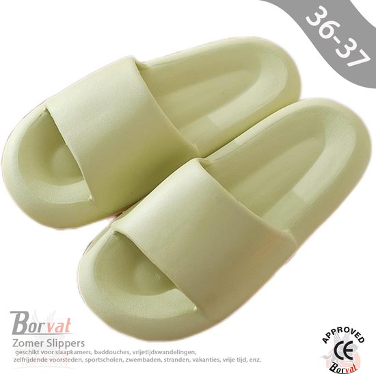 Foto: Borvat zomer slippers wolky dichte slippers paar thuis outdoor slipper zomer strand slaapkamer schoenen dames slippers dikke bodem sandalen unisex licht groen maat 36 37