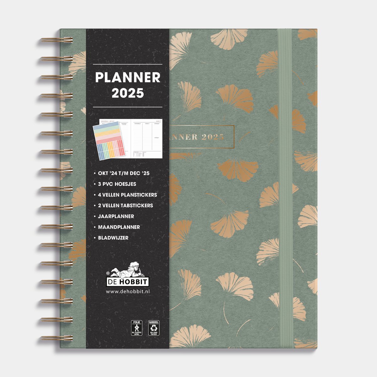 Hobbit - Planner Luxe - 2025 - Weekplanner - 1 week op 2 pagina's - A5+ (23 x 20 cm) - Ginkgo Goud op Prijzenvolger.com