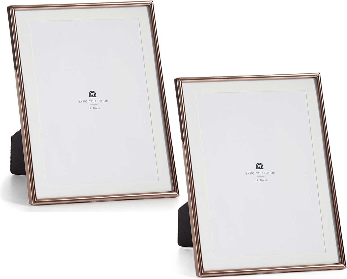 Giftdecor Fotolijstje voor 15 x 20 cm foto - 2x - koper - metaal - frame 23 x 28 cm - passe partout