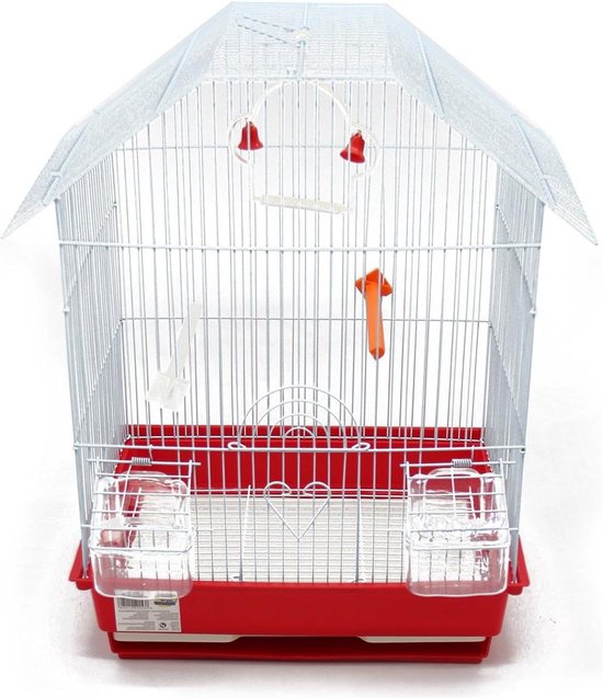 BPS Vogelkäfig aus Metall mit Futternapf für Tränke, Spring-Schaukel