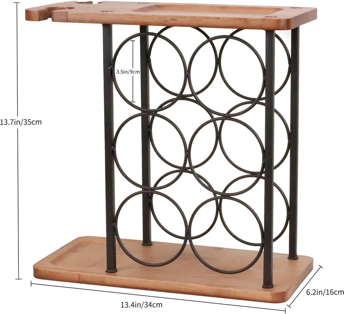 ManGotree Wijnrek met glazen houder - houten aanrecht wijnhouder - dienblad - vrijstaand wijnglazen rek - huisdecoratie - keukenopslag - 6 flessen - 2 glazen — cadeau in Wonen & Interieur - foto 6