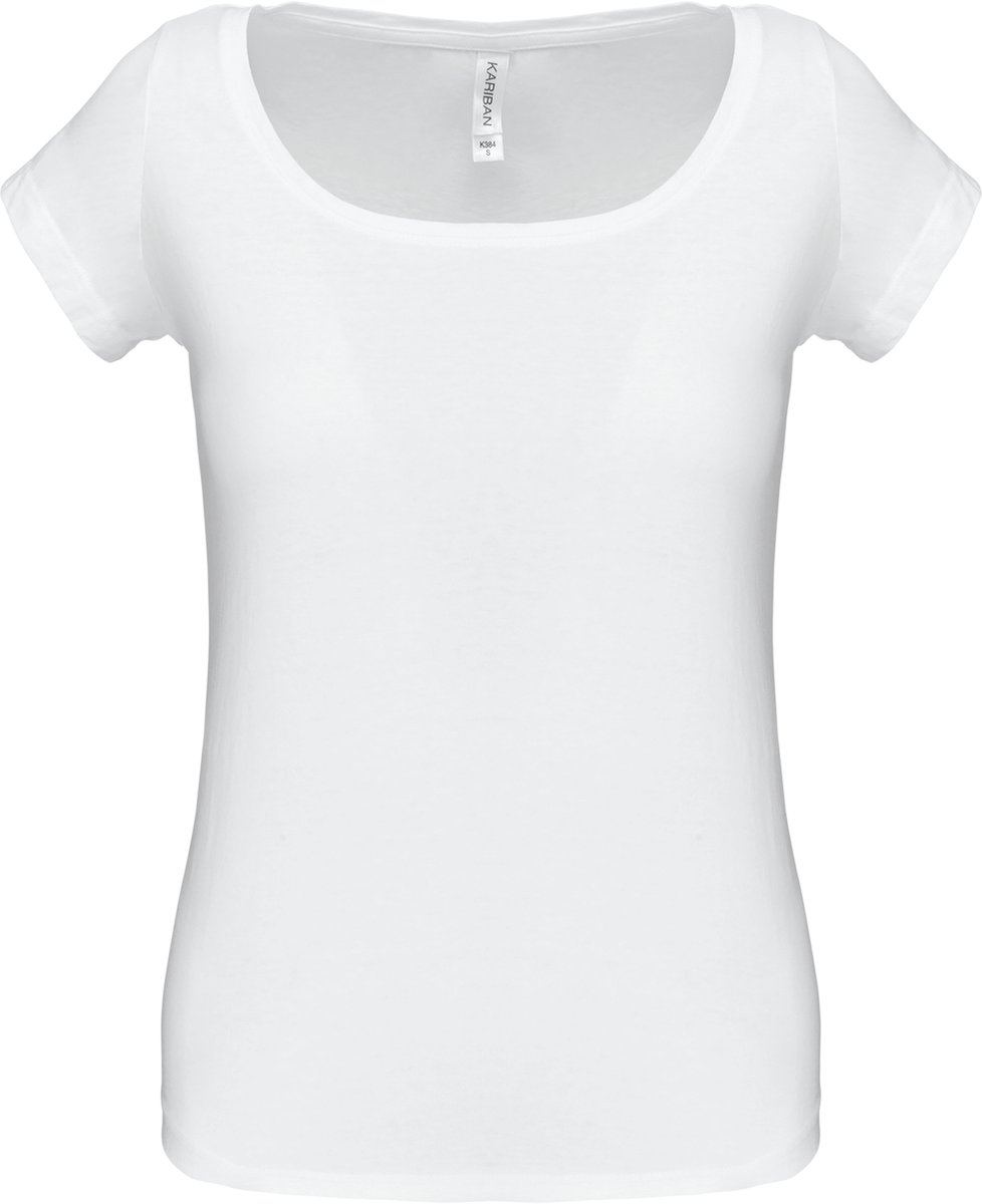 Kariban Dames-t-shirt korte mouwen met boothals K384 - White - L