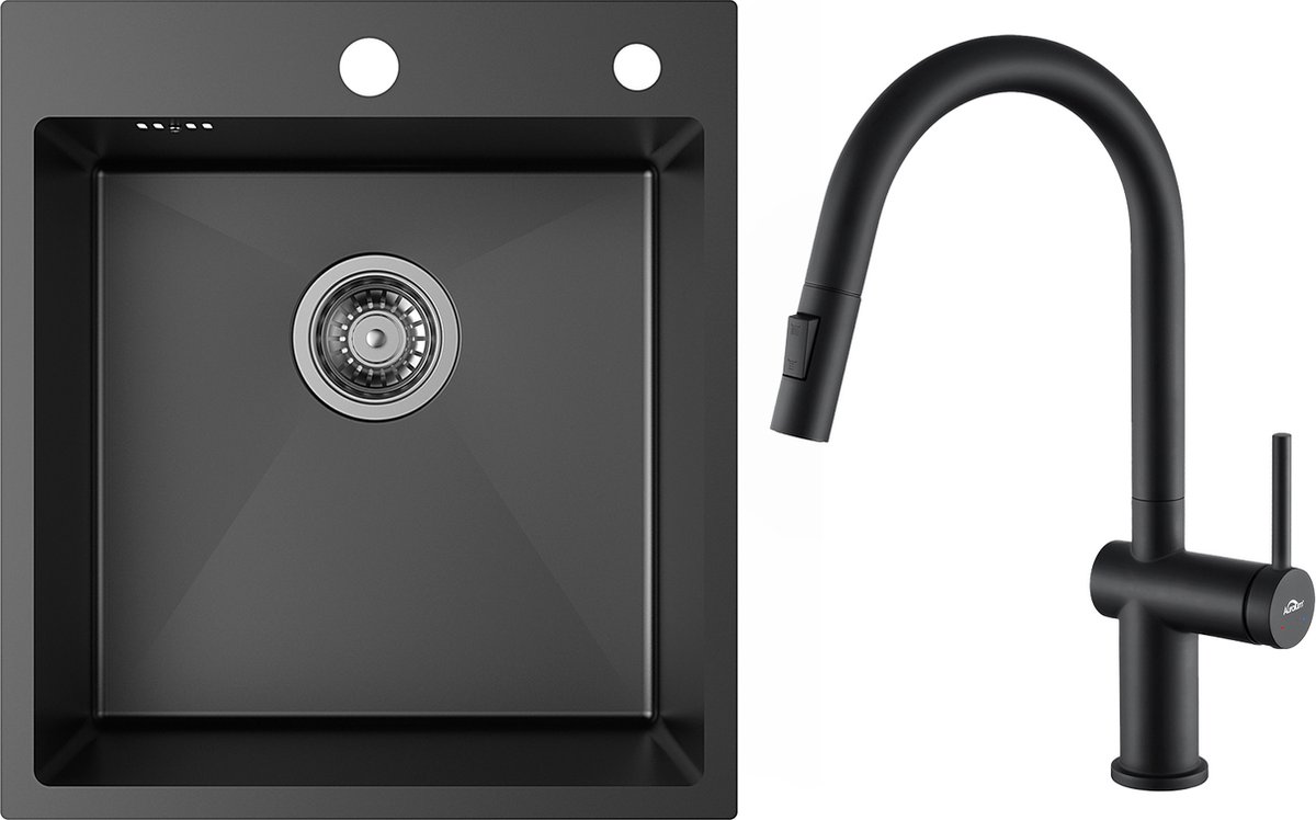 Robinet De Lavabo De Salle De Bain à Poignée Unique, Robinet Mitigeur De Lavabo Haut Robinet De Lavabo Noir Mat 90417950