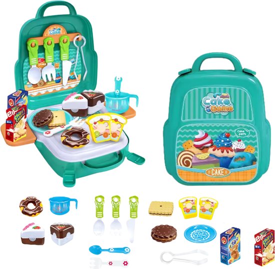 Foto: Speelgoed koffer taart speelgoedkoffer keuken speelgoed keuken speelset kinder speelgoed rollenspel met veel accessoires