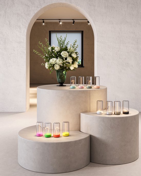 Lampe de table Sompex Pulse | Lampe d'ambiance magnétique| Argent| intérieur | extérieur | rechargeable | dimmable