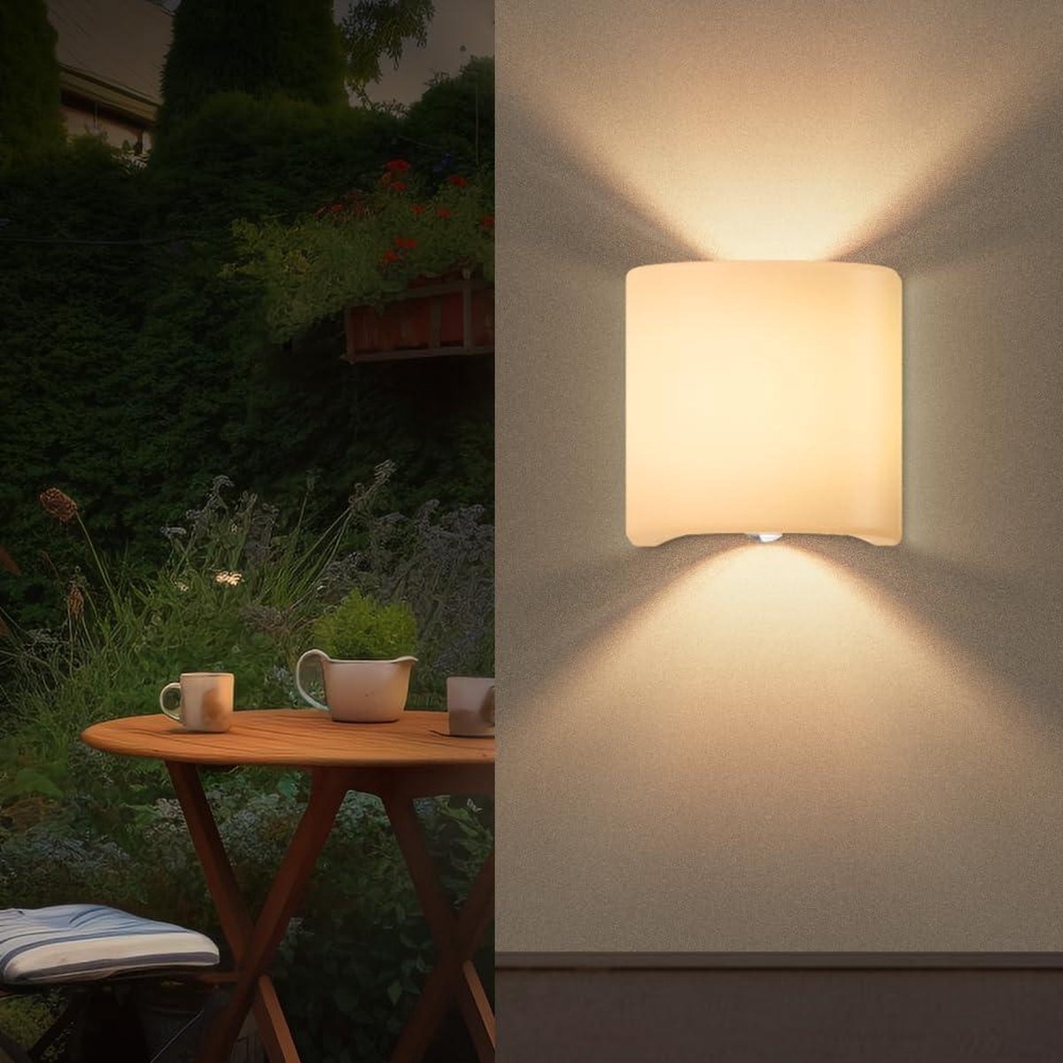 MALUX Batterij-wandlamp voor binnen en buiten, 280 lumen, draadloos, 3000 K, wandlamp, batterij, warmwit, IP54 waterdicht, USB-oplaadbare wandlamp zonder stroomaansluiting, magnetische ganglamp, PE