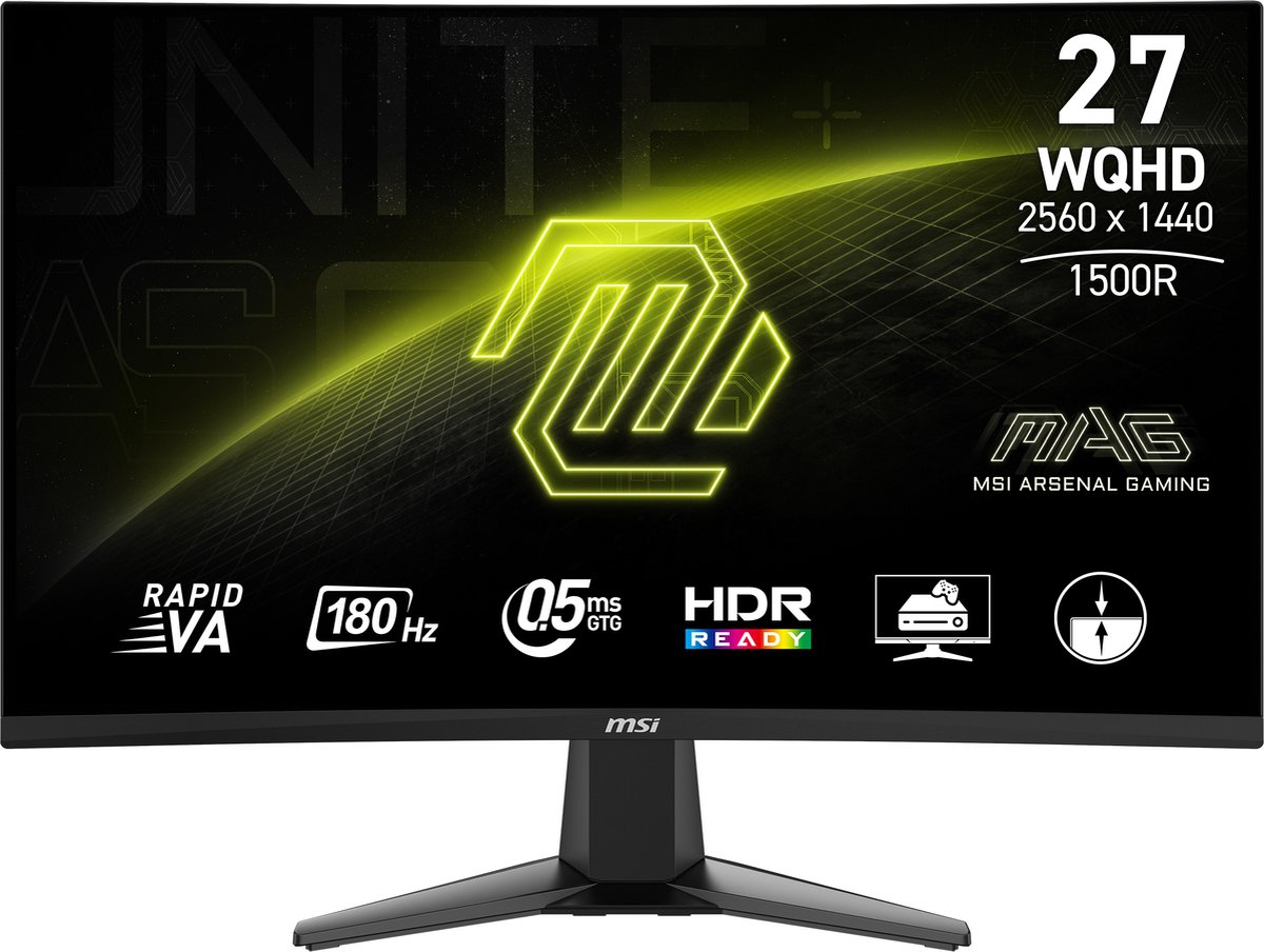 MSI MAG 27CQ6F - WQHD Curved Gaming Monitor - 180Hz - 27 Inch op Prijzenvolger.com