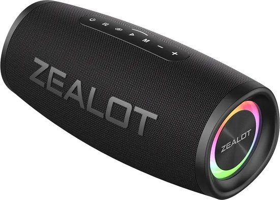 Zealot S56 Bluetooth Speaker 40W Draadloos Waterdicht IPX7 RGB Verlichting Krachtige Bass Outdoor Zwart