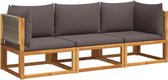 vidaXL - 3 pièces - Ensemble de salon - avec - coussins - solide - bois d'acacia