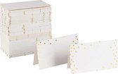 Joya Party® Naamkaartjes voor Tafelschikking van 25 stuks voor een Bruiloft of Feest | Tafelkaartjes Wit met stippen Goud | Tafel Plaatskaartjes | Goud