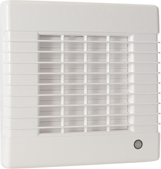 Ventilateur de salle de bain blanc Ø100mm avec pales automatiques, minuterie et capteur d'humidité
