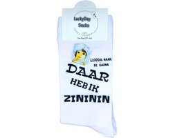 Zininin - Sauna Sokken - Welness cadeau - Verjaardags cadeau vrouw - Ontspanning voor vrouw - Gezondheid - Witte sokken met tekst - - grappige sokken - leuke dames sokken - Sokken waar je vrolijk van wordt - Maat 37-44