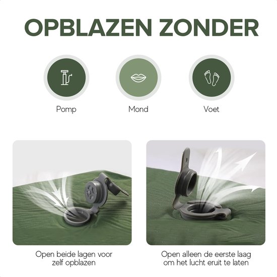 Framehack - Slaapmat – Groen - Zelfopblazend – Slaapmatje lichtgewicht - Stabiliteit en Gewichtsverdeling – Slaapmat – Slaapmat Zelfopblazend – Slaapmatje – Slaapmatje 1 Persoons — afbeelding 3