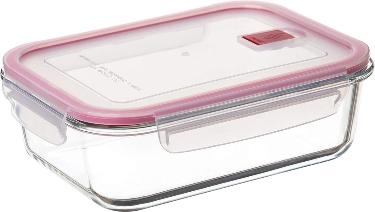 Opzetstuk voor levensmiddelen glas luchtdicht inhoud 1 5 l clipdeksel BPA-vrij magnetronbestendig oven vriezer en vaatwasser rood afmetingen: 17 7 x 23 x 7 6 cm