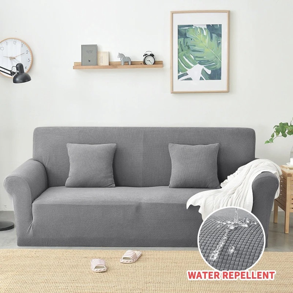 Jemaison® - Bankhoes - 4-zits - Grijs - 235x300cm - Waterbestendig - Wasbaar - Elastisch