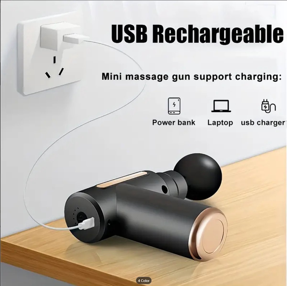 Onbekend Professional Massage Gun | Compact met 4 koppen en LCD-display thumbnail 5