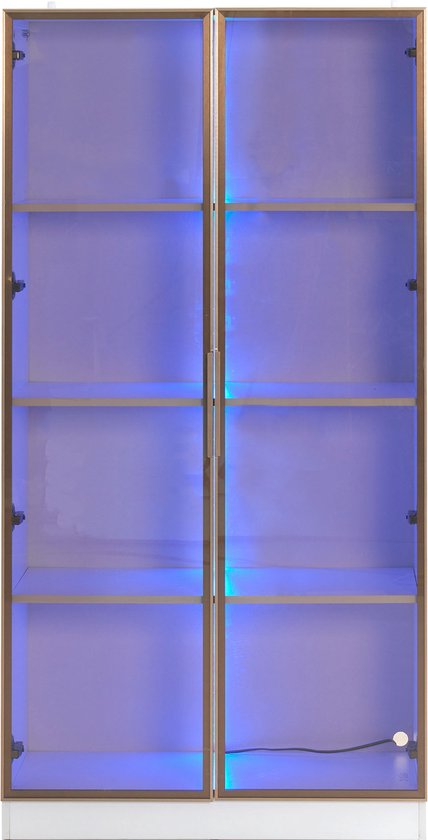Sweiko Vitrine en verre Witte avec éclairage LED 16 couleurs, Vitrine à étagère mobile à double porte, 80 * 40 * 160 cm, armoire haute de salon, vitrine verticale, armoire de salle de bain