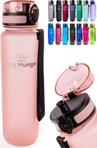 Drinkfles 1 Liter - BPA vrij 100% Lekvrij - King Mungo Waterflessen Volwassenen Drinkflessen Kinderen - Lichtroze - Waterfles 1 liter Drinkbus