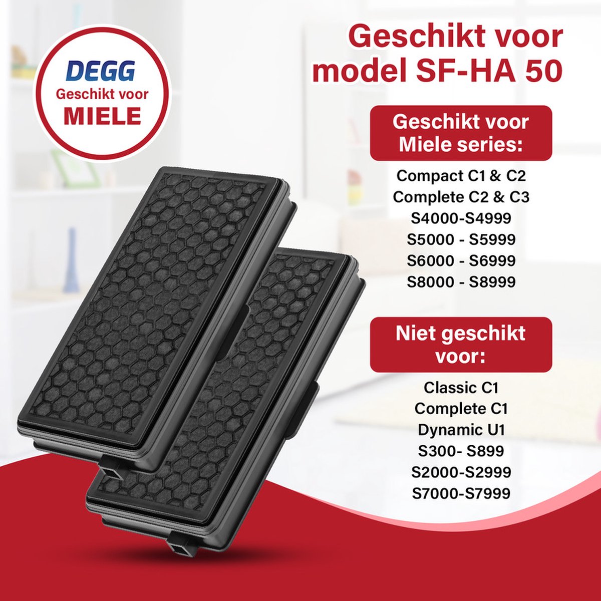 Filtre HEPA DEGG - Lot De 2 - Compatible Aspirateurs Miele Active Clean 50 & AirClean 50 - Filtration 99,97%
