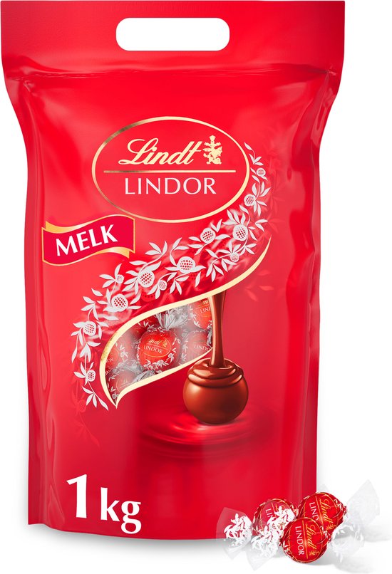 Foto: Lindt lindor melkchocolade bonbons 1kg 80 zacht smeltende melkchocolade bonbons hersluitbare verpakking