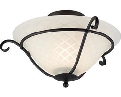 Elstead Lighting LED Plafondlamp Torchiere | 1X E27 Max 60W | Dimbaar | Black/ Opal Etched Glass