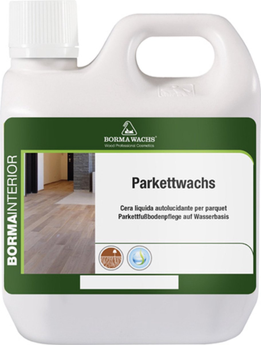 Borma Wachs Parketwas vloeibare was op waterbasis Hoogglans (90 GU) kleurloos 1 liter