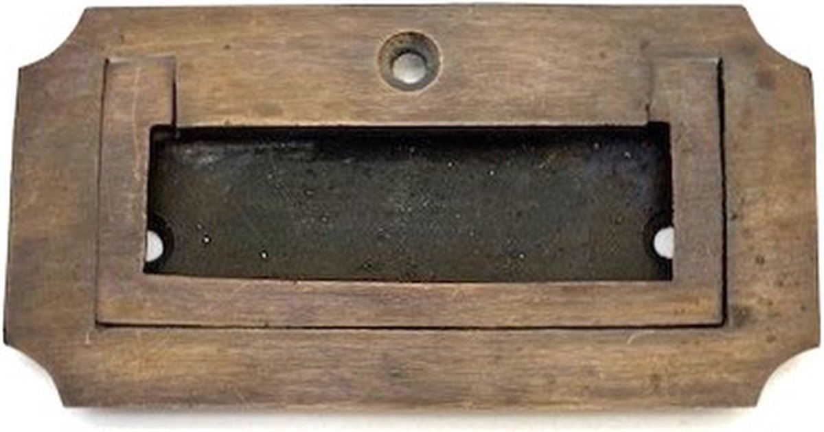 Luikgreep Messing antiek rechthoekig infrees facet 90x46mm