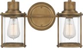 Quoizel LED Badkamerarmatuur Riggs | 2X E27 Max 40W | IP44 | Weathered Brass